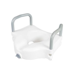Carex® Classics Raised Toilet Seat with Armrests - 17 x 16.5 inches, White, 300 lb Capacity