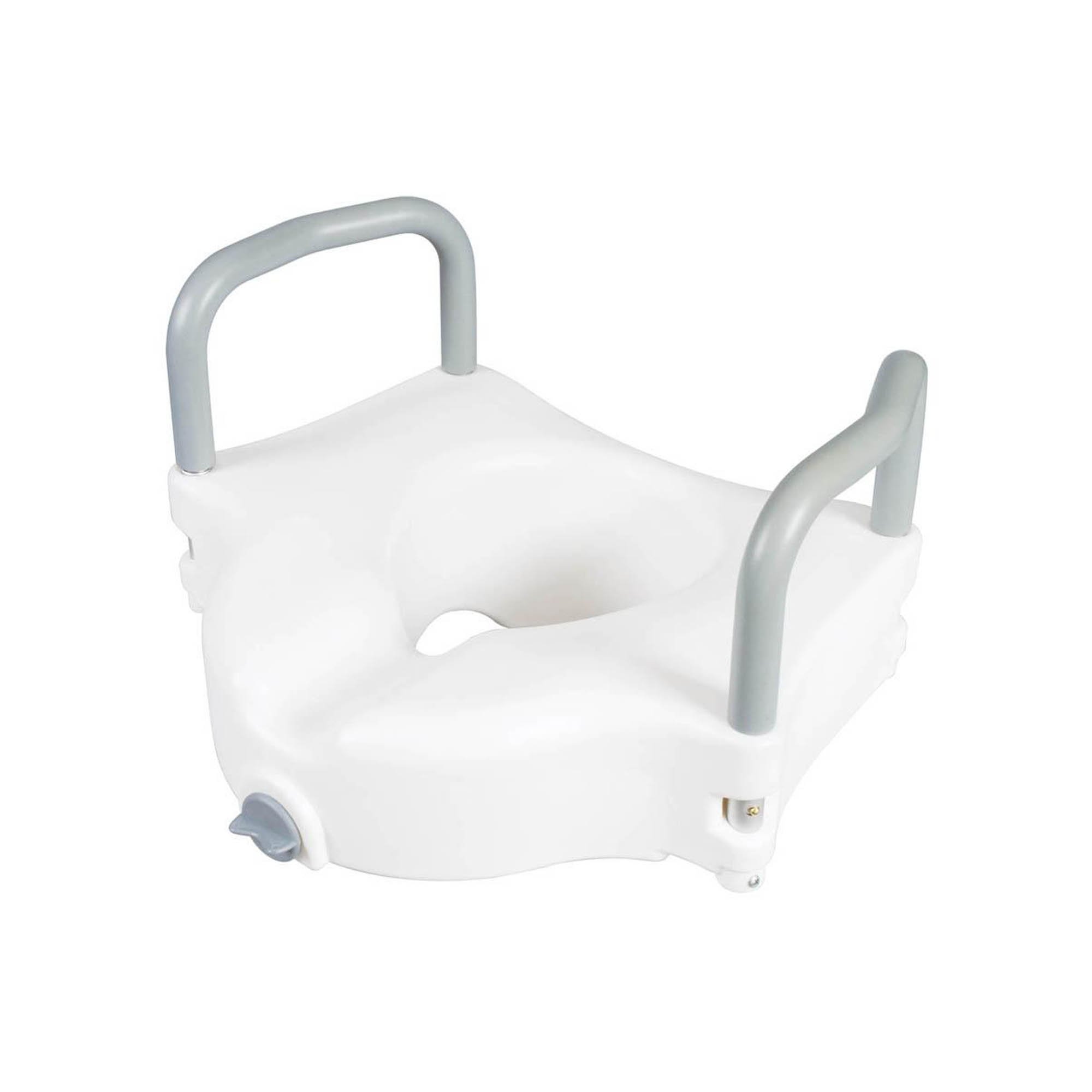 Carex® Classics Raised Toilet Seat with Armrests - 17 x 16.5 inches, White, 300 lb Capacity