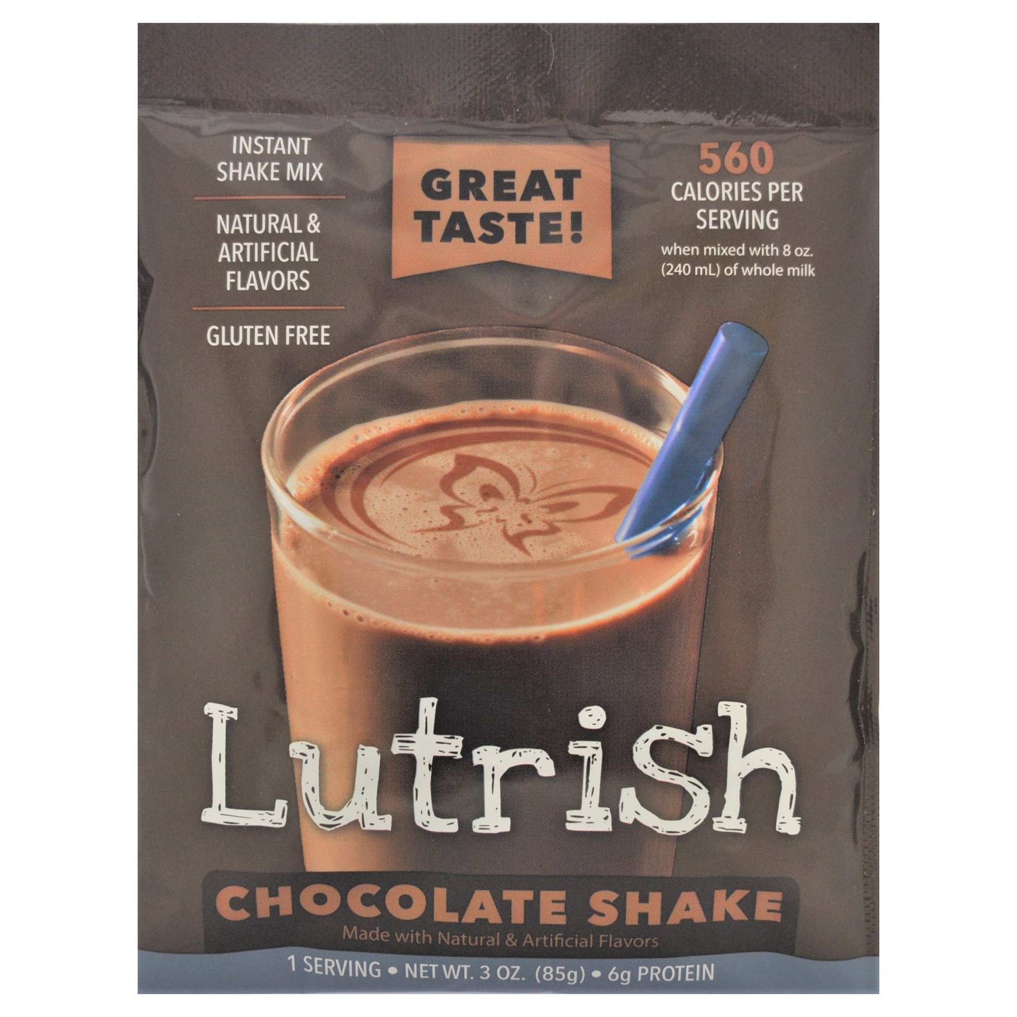 Lutrish High Calorie Chocolate Oral Supplement Shake - 3 oz Packets (24/CS)