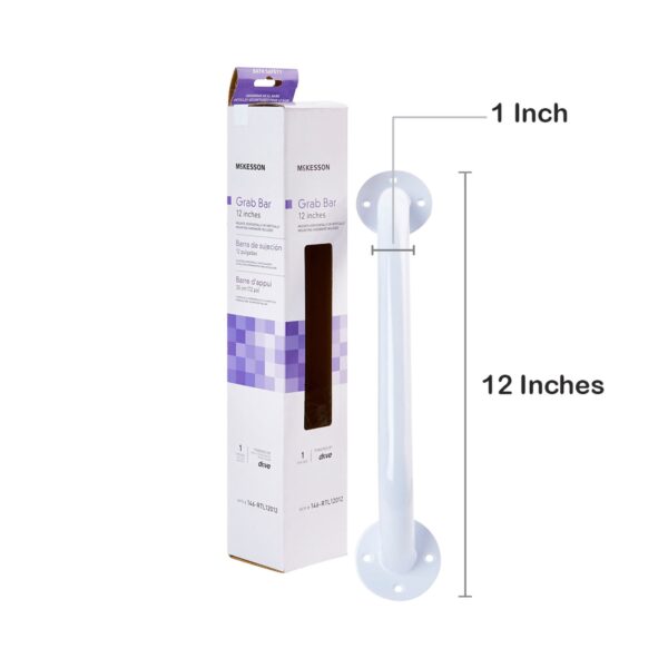 McKesson Wall Grab Bar, 12-Inch White Steel Safety Support Handrail - Image 3