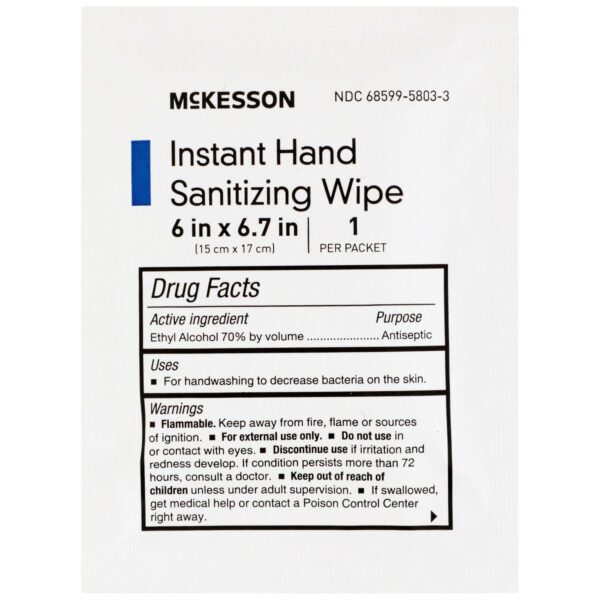 McKesson Hand Sanitizing Wipes - 70% Ethyl Alcohol, Individually Packaged, 100 Count - Image 4