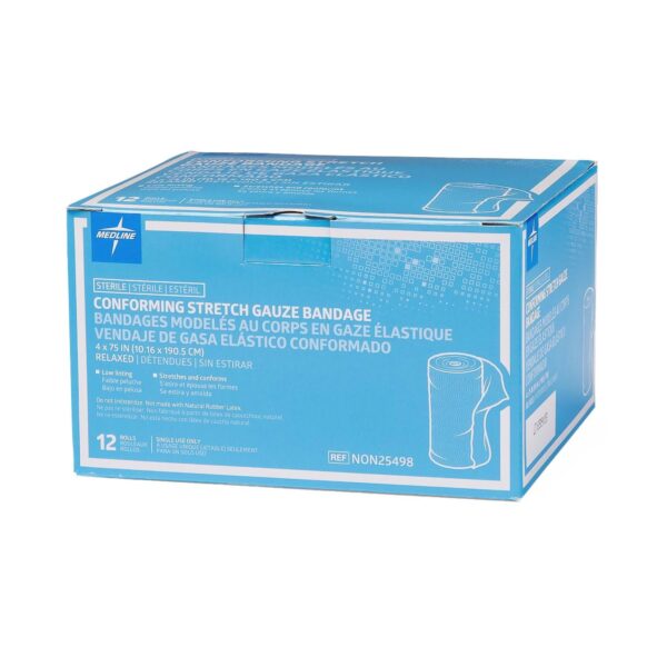 Medline Sterile Conforming Bandage, 4 Inch x 4-1/10 Yard, White, Non-25498 - Image 5