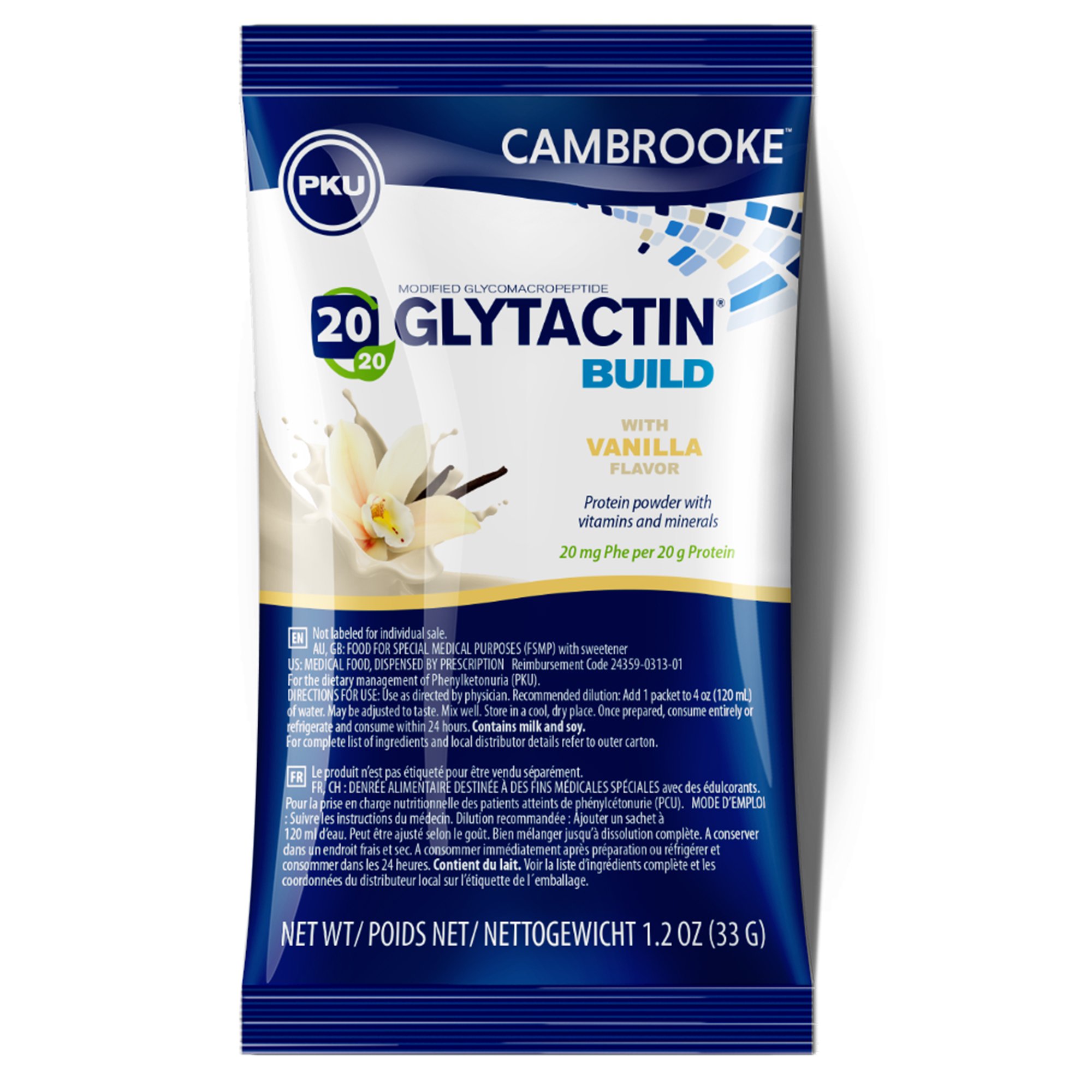 Glytactin? Build 20/20 Vanilla PKU Medical Food Powder by McKesson, 1.2 oz Packets (30 Count)