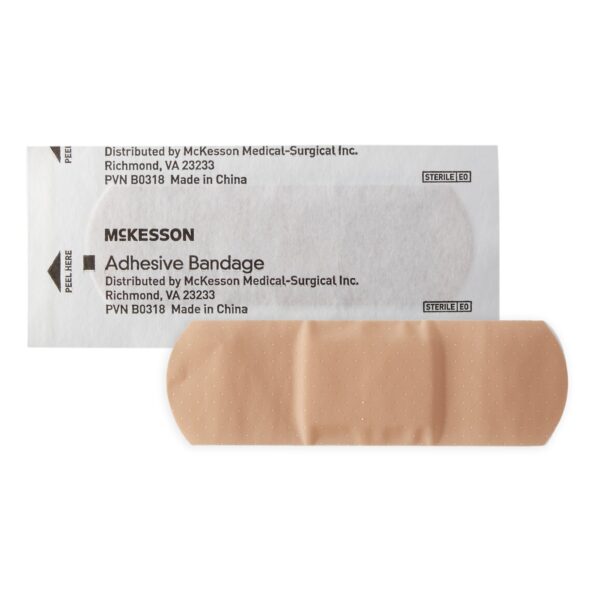 McKesson Tan Adhesive Bandage Strip 1 x 3 Inch - Sterile, Nonstick, Latex-Free Medical Wound Cover - Image 2