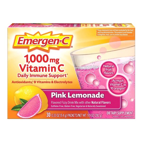 Emergen-C Vitamin C Daily Immune Support Drink Mix, Pink Lemonade Flavor - 30 Packets - Image 3