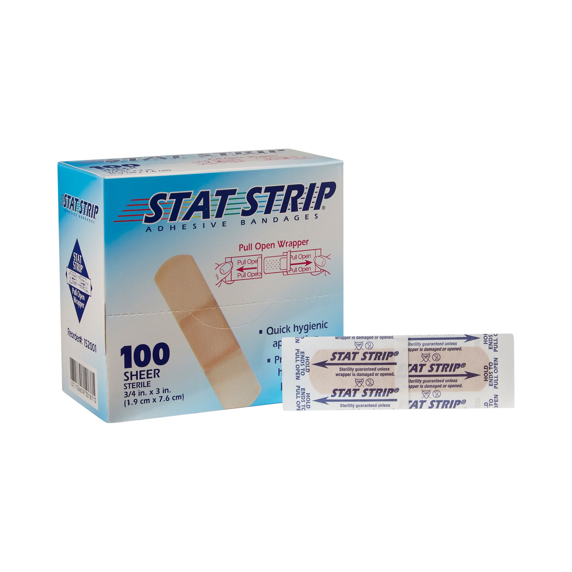 American White Cross Stat Strip Tan Adhesive Bandage, ? x 3 Inches