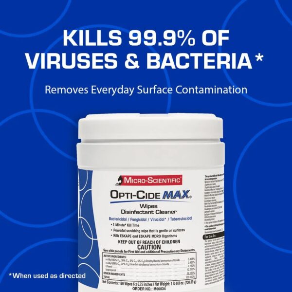 Opti-Cide® Max Surface Disinfectant Cleaner Wipes - 6 x 6-3/4 Inches, 160 Count, Alcohol Scent, McK Brand Part M60034 - Image 7
