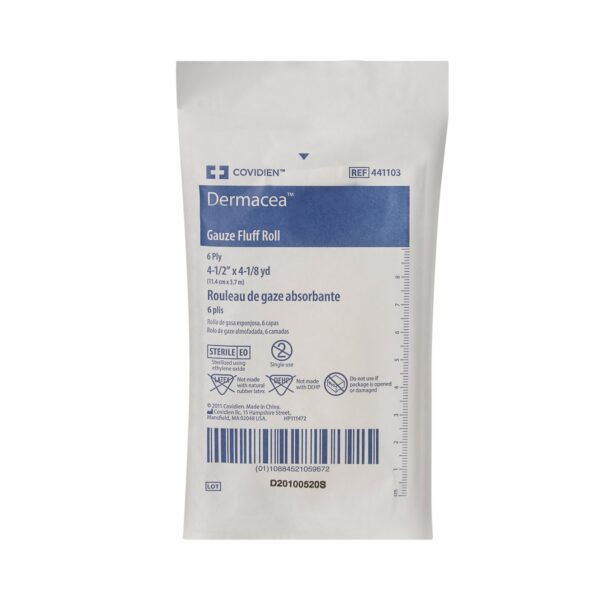 Dermacea* Sterile Fluff Bandage Roll 4-1/2 Inch x 4-1/10 Yard, 6-Ply - Conforming Gauze for Wound Care - Image 2