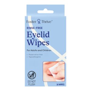 Foster & Thrive™ Rinse-Free Eyelid Wipes – Hypoallergenic Pre-Moistened Pads for Adults and Children