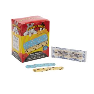 Looney Tunes* Stat Strip? Adhesive Bandages, 3/4 x 3 Inch, Kid-Friendly Bugs Bunny & Daffy Daffy Print