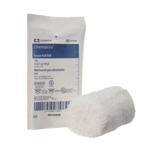 Dermacea* Sterile Fluff Bandage Roll 4-1/2 Inch x 4-1/10 Yard, 6-Ply - Conforming Gauze for Wound Care