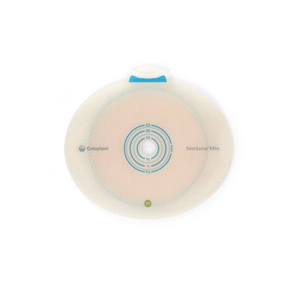 SenSura® Mio Flex Ostomy Barrier with 35 mm Stoma Opening, Red Match – Pre-Cut Flat Barrier with Elastic Adhesive for Extended Wear - Image 2