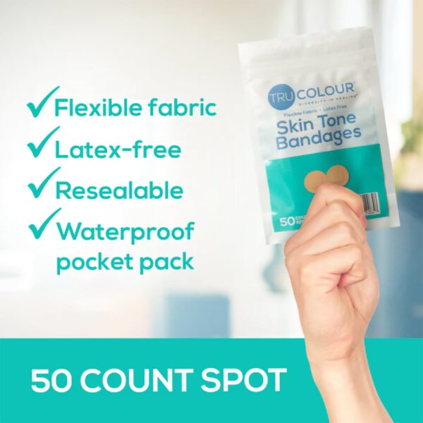 TruColour? Beige Adhesive Spot Bandages - Waterproof Fabric Wraps, 50 Pack - Image 2