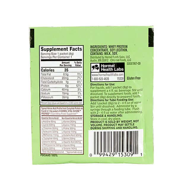 Hormel Vital Cuisine ProPass Instant Whey Protein Supplement - Unflavored, 8g Protein, 100 Packets - Image 2