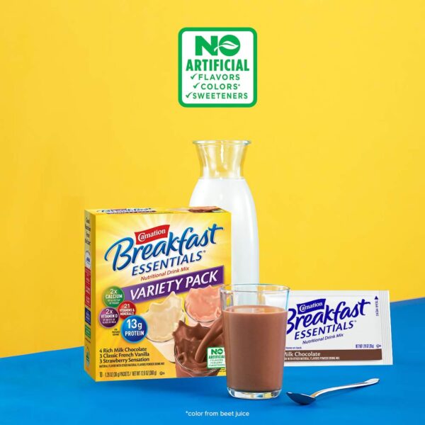 Carnation Breakfast Essentials Variety Pack by Nestle * Nutritional Drink with 13g Protein and 220 Calories per Packet - Image 5
