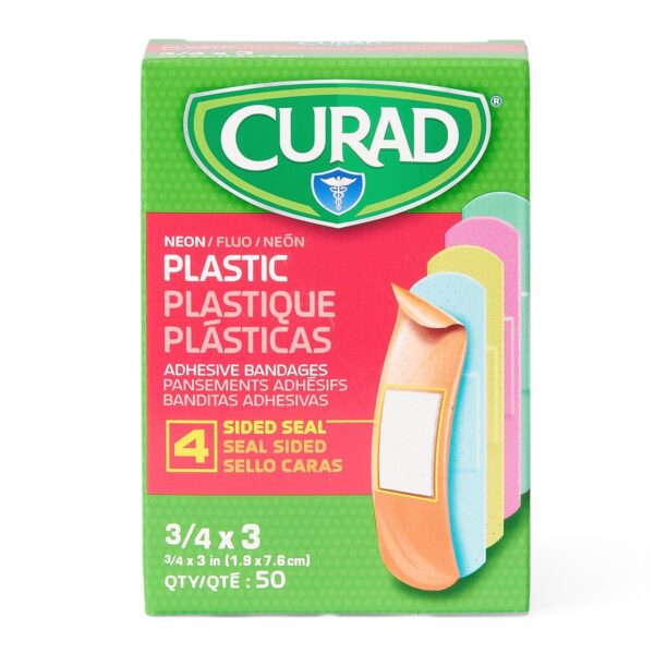Curad Neon Plastic Adhesive Bandage, 3/4 x 3 Inches, Sterile, Pack of 50 - Image 7