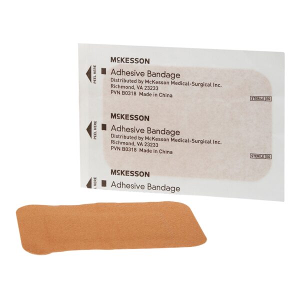 McKesson Tan Adhesive Bandage, 2 x 3 Inch - Durable Fabric Wound Cover - Image 2