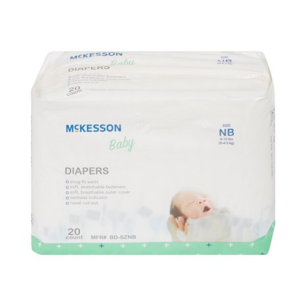 McKesson Baby Diapers Newborn (0-10 lbs), Heavy Absorbency, Refastenable Tabs, Cloth-like Backing - Image 6
