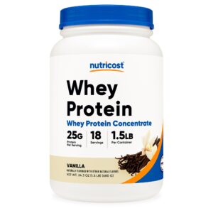 Nutricost Whey Protein Concentrate 1.5 lb Canister - Natural, Instantized Protein Powder for Adults