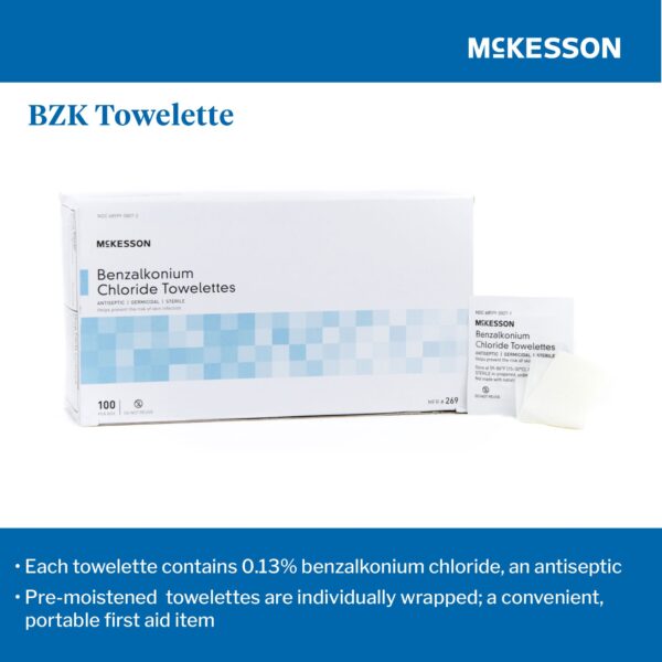 McKesson Benzalkonium Chloride Antiseptic Skin Wipes – 5 x 7 Inch Sterile Towelettes (100 Count) - Image 10
