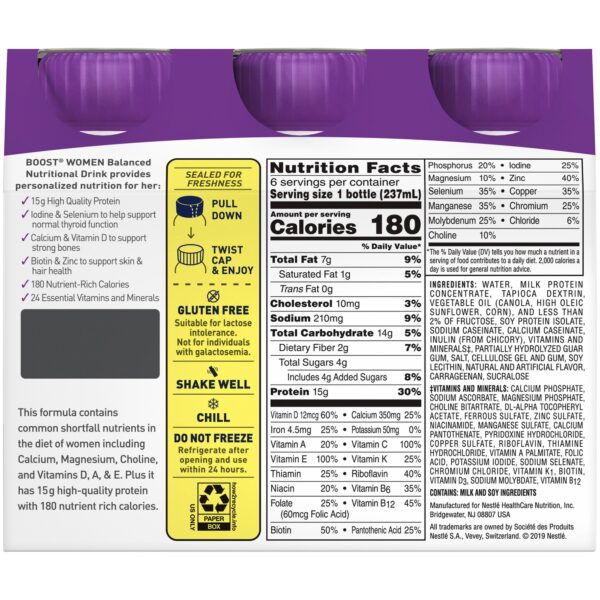 Boost Women Vanilla Nutritional Drink - 8 oz. Bottle | High-Protein Calorie Supplement with Vitamins & Minerals - Image 2
