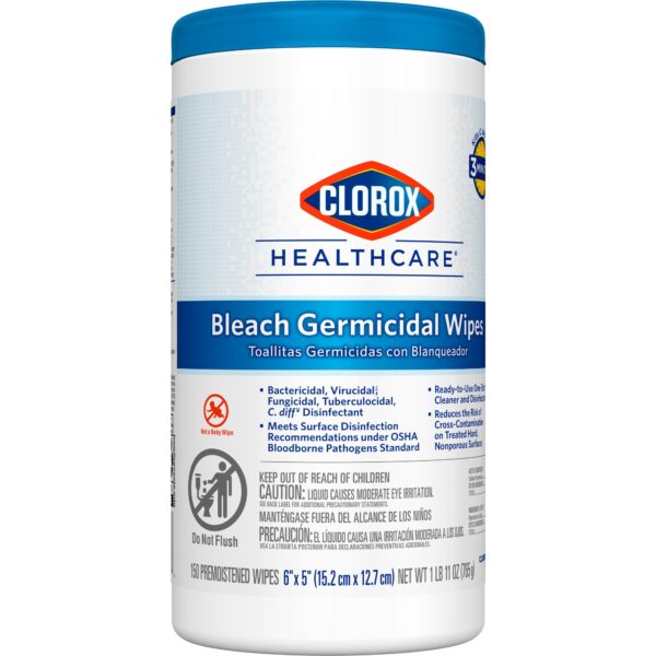 Clorox Healthcare Bleach Germicidal Wipes Canister – 150 Count - Image 4