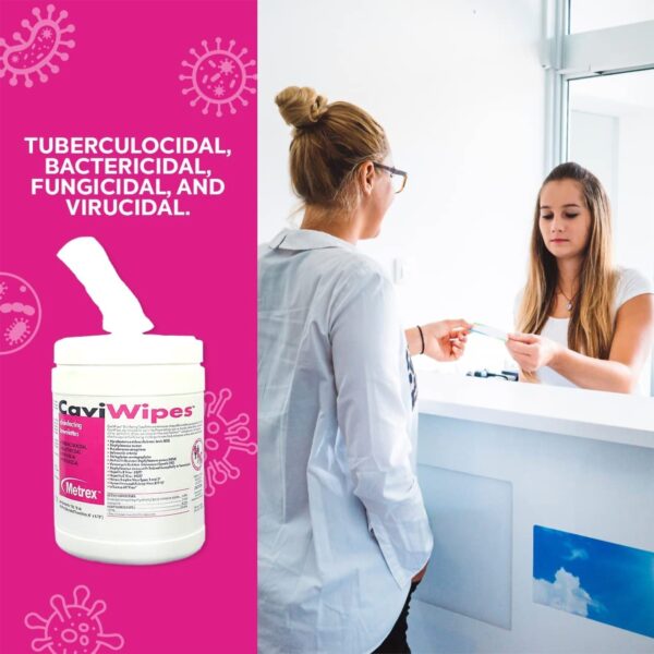 Metrex CaviWipes Surface Disinfectant Alcohol-Based Wipes Canister 6 x 6.75 inches - Image 5