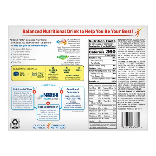 Boost Plus Vanilla Nutritional Drink * 8 oz. Bottles (12/Pack) by Boost - Image 4
