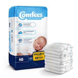 Comfees by McKesson Premium Newborn Baby Diapers with Refastenable Tabs, Kid Design, 42 Count