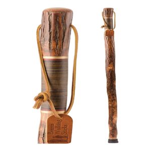 Brazos* Exotic Leather Safari Hickory Rustic Walking Stick, 58-Inch
