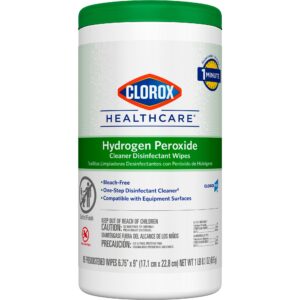 Clorox Healthcare Hydrogen Peroxide Disinfectant Wipes Canister – 95 Count, Unscented, Hospital-Grade Surface Cleaner and Disinfectant