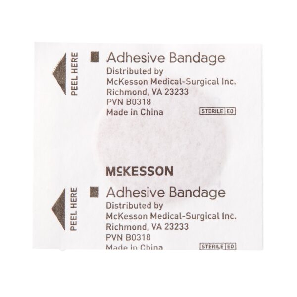 McKesson Round Tan Adhesive Spot Bandage, 1 Inch - Durable Fabric and Sterile Design - Image 3