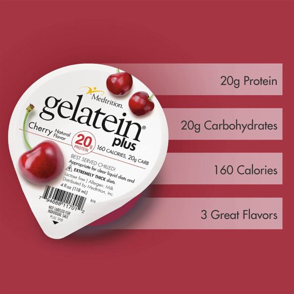Gelatein? Plus Cherry High Protein Gelatin, 4 oz Cup * Nutritional Oral Supplement by Gelatein? Plus - Image 5