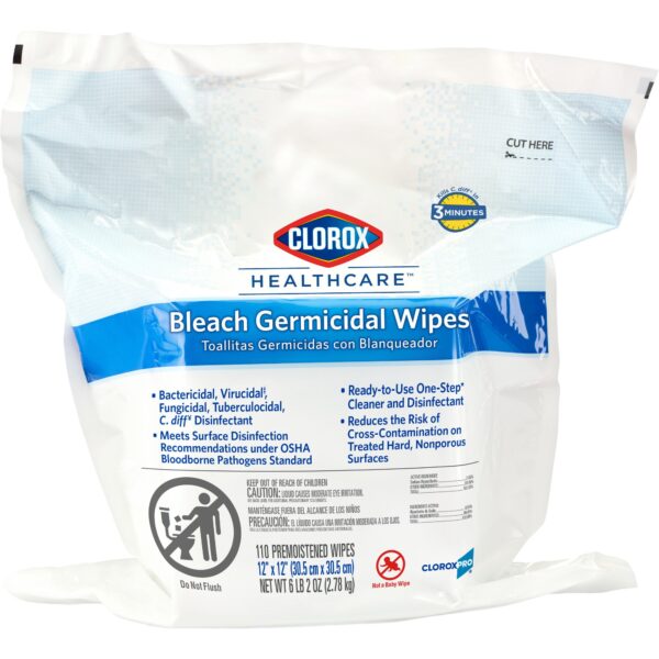 Clorox Healthcare Bleach Germicidal Wipes Refill Pouch – 110 Count - Image 3