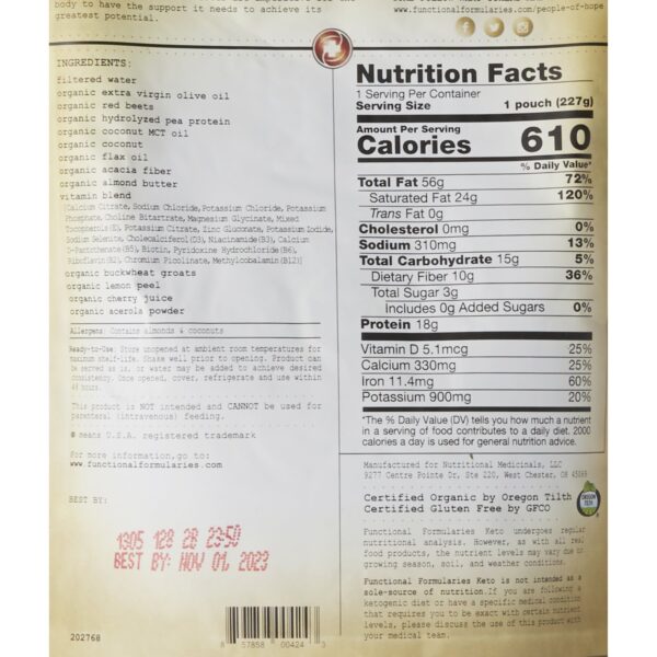 Keto Peptide KEWS124 Whole Food Keto Meal Replacement Supplement - 8 oz. Liquid Pouch - Image 2