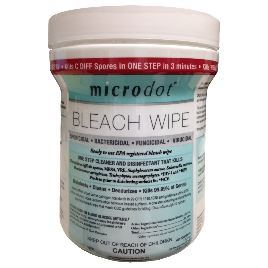 Microdot® Bleach Surface Disinfectant Wipes, 160 Count Canister