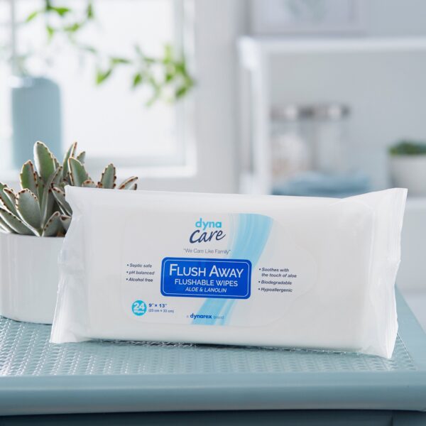 Dynarex Flush Away Personal Wipes for Adults - Soft Pack, 9 x 13 Inches, Aloe and Lanolin Formula - Image 6