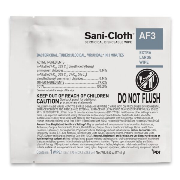 Sani-Cloth AF3 Germicidal Extra Large Disinfectant Wipes - 11.5 x 11.75 Inches, 50 Count - Image 3