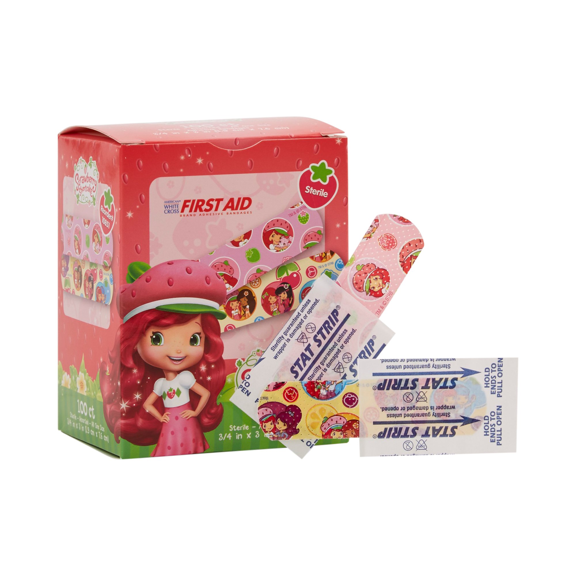 American White Cross Stat Strip Strawberry Shortcake Kid's Adhesive Bandages - 3/4 x 3 Inches