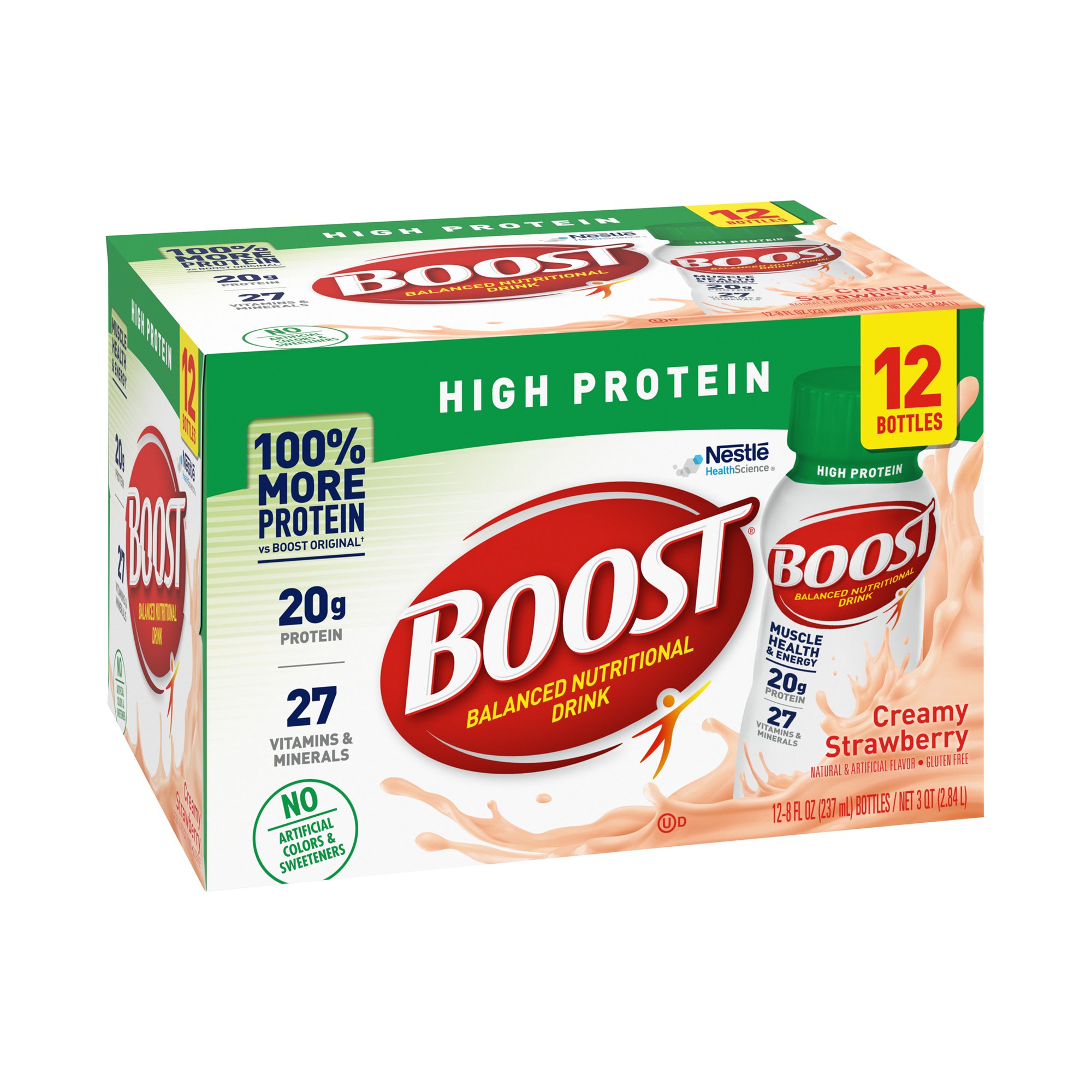Boost High Protein Strawberry Nutritional Drink - 8 oz. Bottle | McKesson 1212734_CS