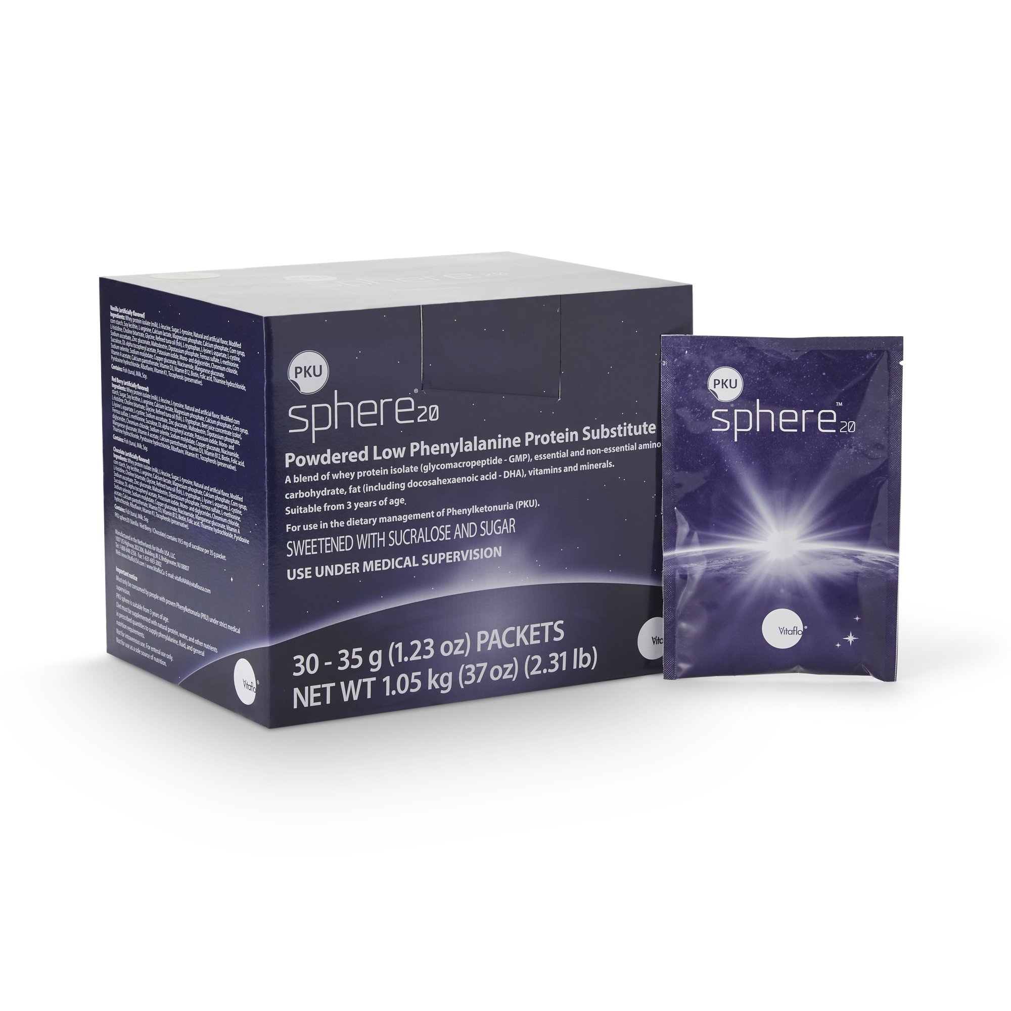 PKU sphere* 20 Vanilla GMP-Based Formula by PKU sphere * 35g Packets for Dietary Management of PKU