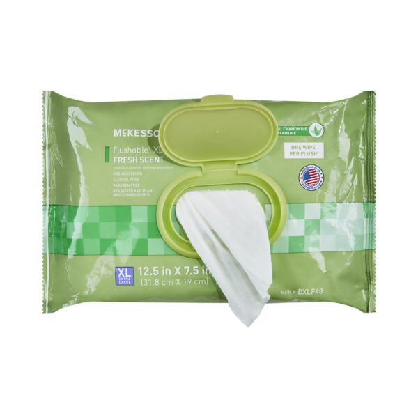 McKesson Flushable Wet Wipes XL Scented – 48 Pack, Soft Pack with Snap Lid for Personal Hygiene - Image 9