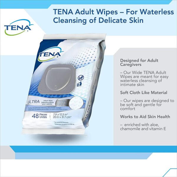 TENA ProSkin UltraFlush Flushable Personal Wipes with Chamomile, Vitamin E & Aloe - Image 5