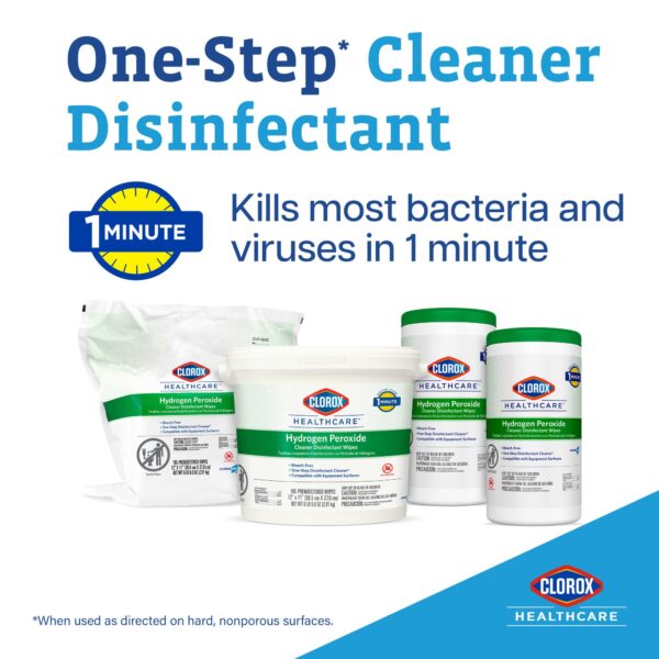 Clorox Healthcare Hydrogen Peroxide Disinfectant Wipes 6.75 x 5.75 Inches – Hospital-Grade Surface Cleaner and Disinfectant - Image 6