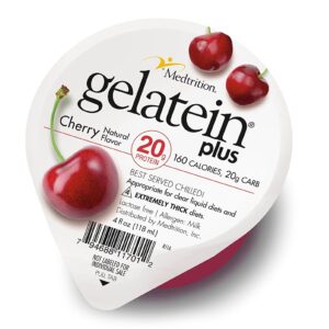 Gelatein? Plus Cherry High Protein Gelatin, 4 oz Cup * Nutritional Oral Supplement by Gelatein? Plus