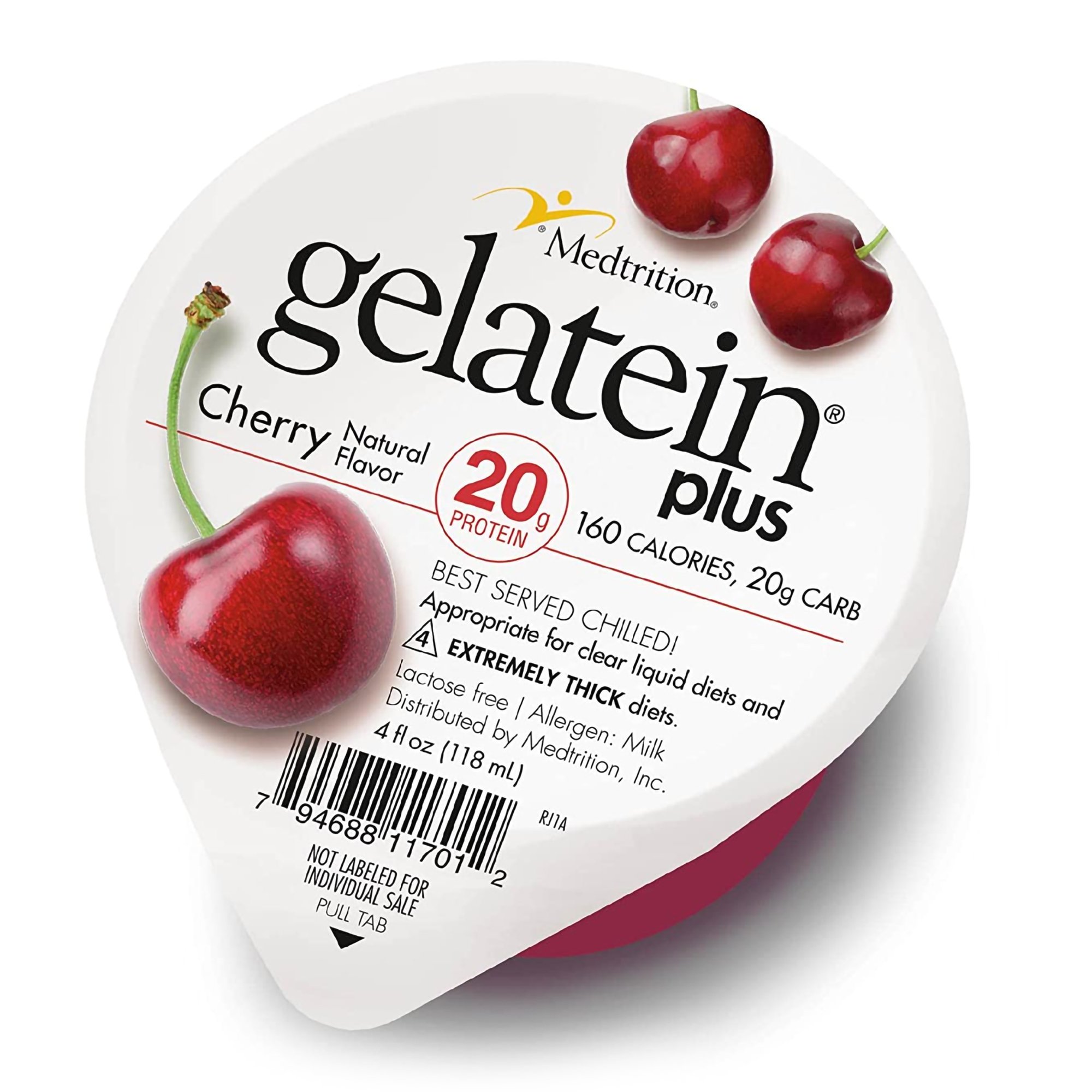 Gelatein? Plus Cherry High Protein Gelatin, 4 oz Cup * Nutritional Oral Supplement by Gelatein? Plus
