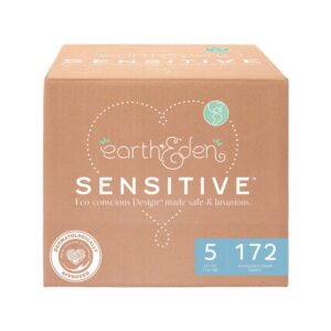 Earth & Eden Sensitive Size 5 Baby Diapers * Heavy Absorbency for Babies up to 27 lbs