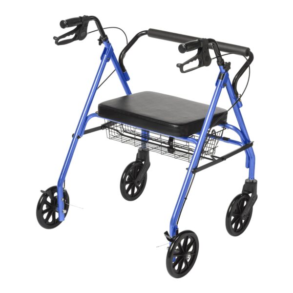 McKesson Bariatric Blue Folding Steel Four-Wheel Rollator with 8-Inch Casters - Image 2