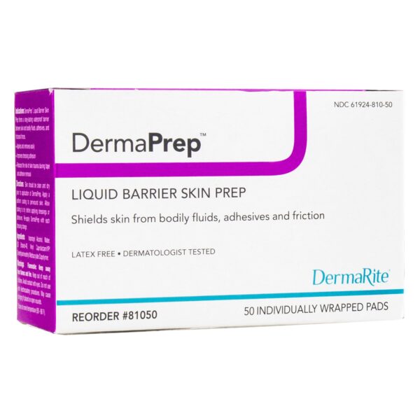 DermaPrep™ Skin Barrier Wipe - Waterproof Skin Protectant for Wound & Skin Care, 2 x 2.5 Inches, 60% Isopropyl Alcohol, 50 Wipes per Box - Image 2