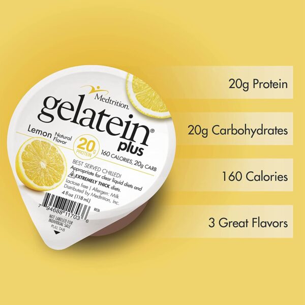 Gelatein Plus Lemon High Protein Gelatin - 4 oz Oral Supplement Cup - Image 4